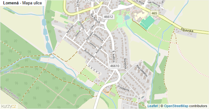 Lomená - mapa ulice