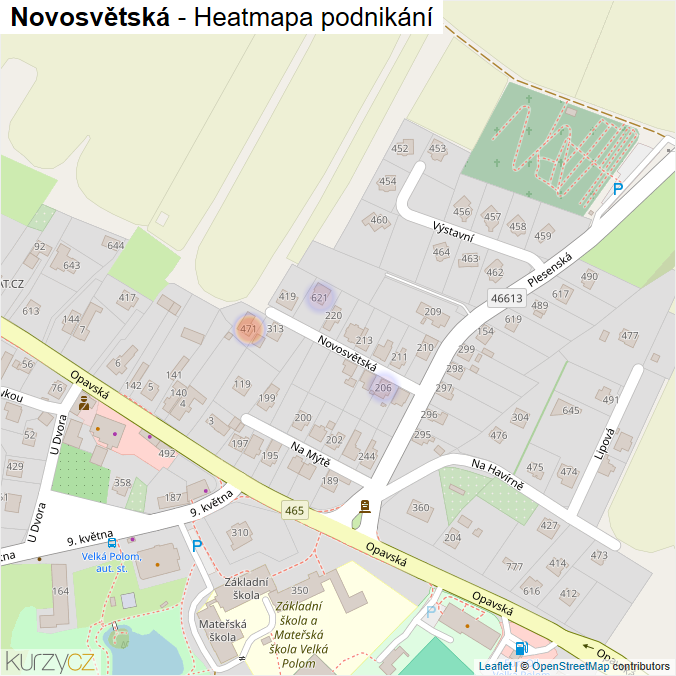 Mapa Novosvětská - Firmy v ulici.