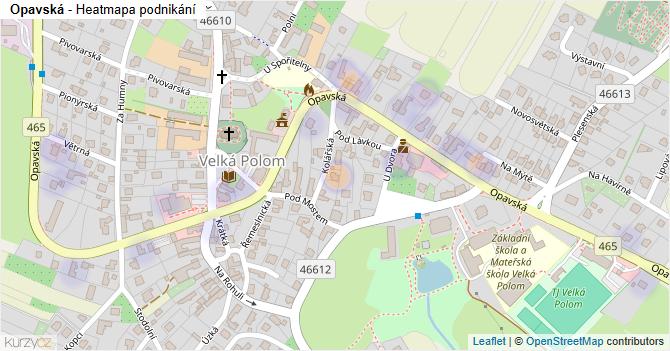 Opavská - mapa podnikání