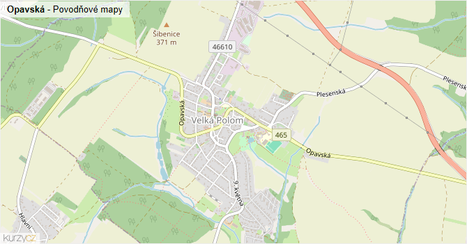 Opavská - záplavové mapy stoleté vody