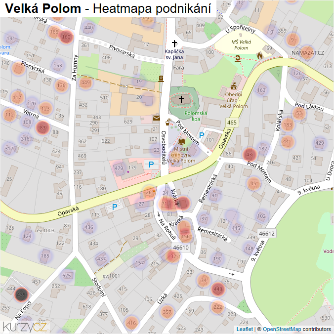 Mapa Velká Polom - Firmy v části obce.