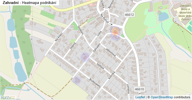 Zahradní - mapa podnikání