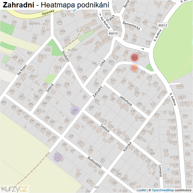 Mapa Zahradní - Firmy v ulici.