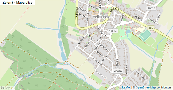 Zelená - mapa ulice