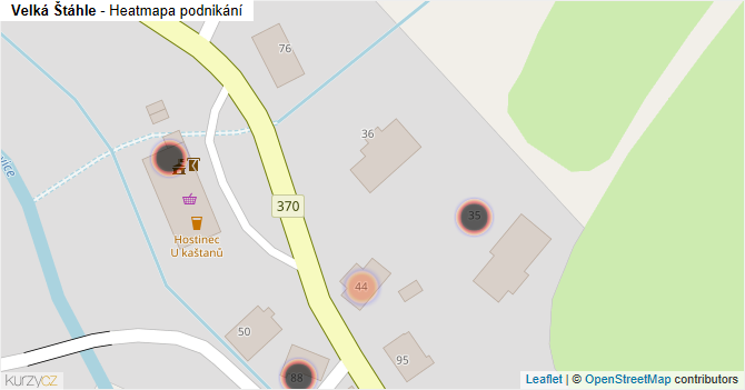Velká Štáhle - mapa podnikání