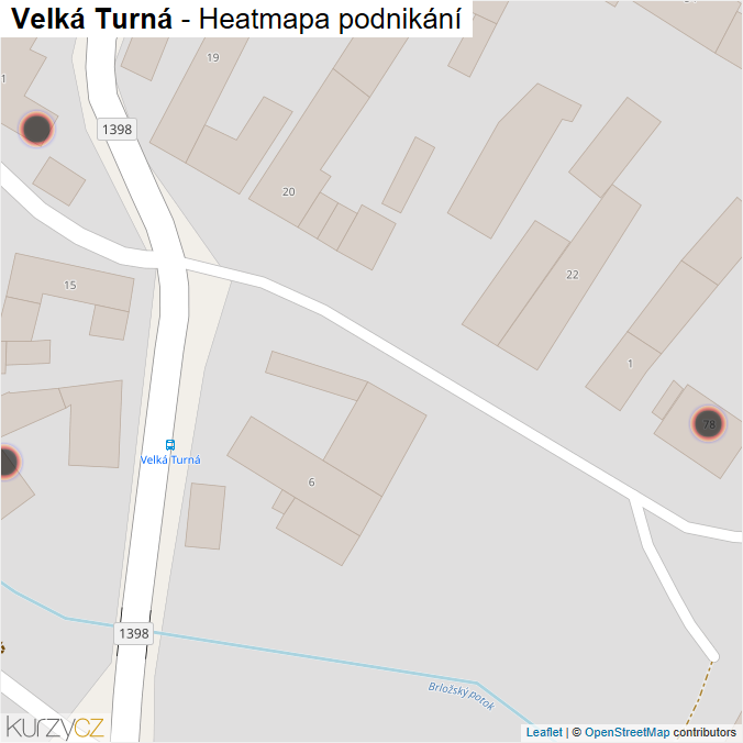 Mapa Velká Turná - Firmy v obci.