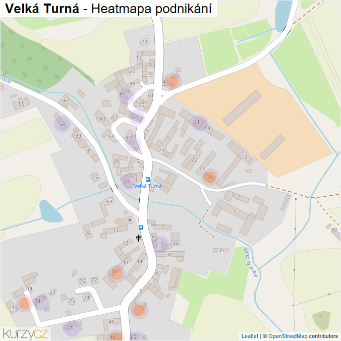 Mapa Velká Turná - Firmy v části obce.