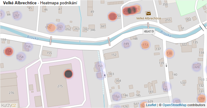 Velké Albrechtice - mapa podnikání