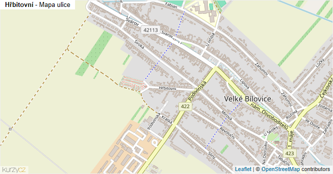 Hřbitovní - mapa ulice