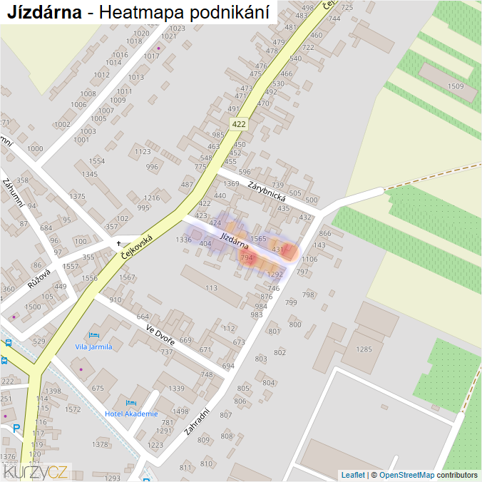 Mapa Jízdárna - Firmy v ulici.