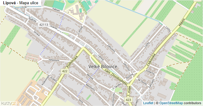 Lipová - mapa ulice