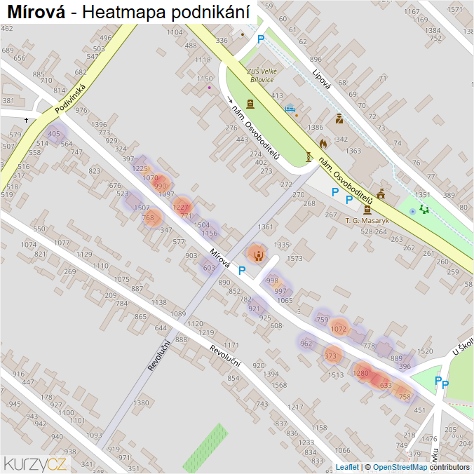Mapa Mírová - Firmy v ulici.