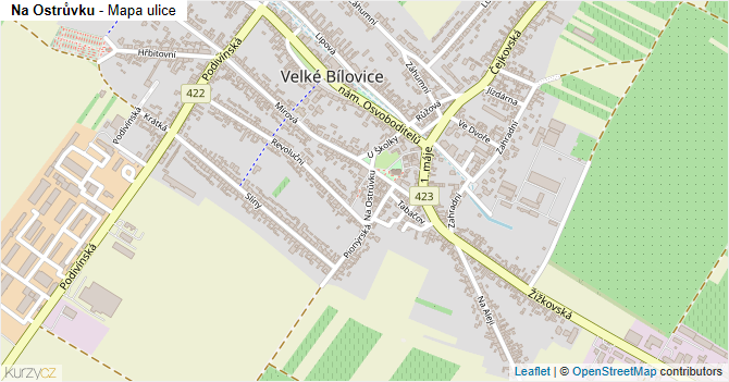 Na Ostrůvku - mapa ulice