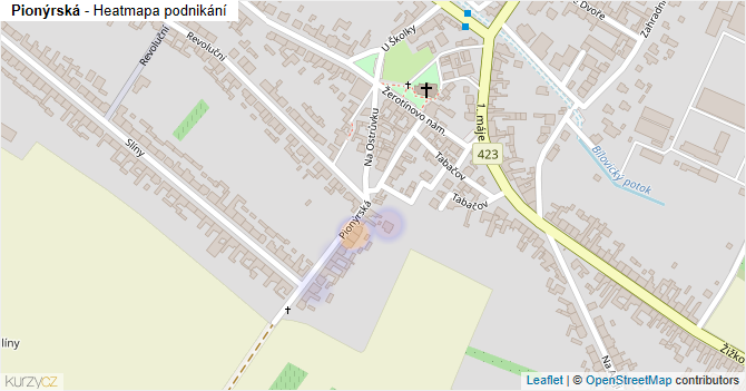 Pionýrská - mapa podnikání