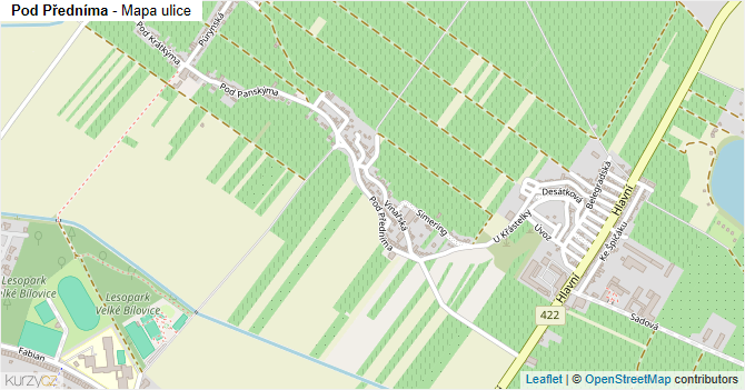 Pod Předníma - mapa ulice