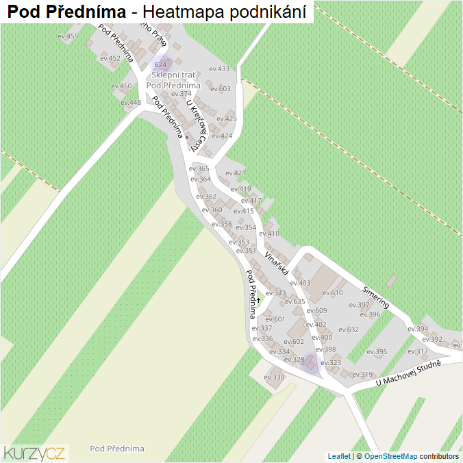 Mapa Pod Předníma - Firmy v ulici.