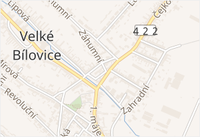 Růžová v obci Velké Bílovice - mapa ulice