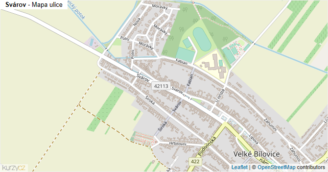 Svárov - mapa ulice