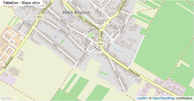 Tabačov - mapa ulice