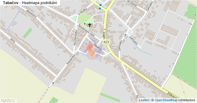Tabačov - mapa podnikání