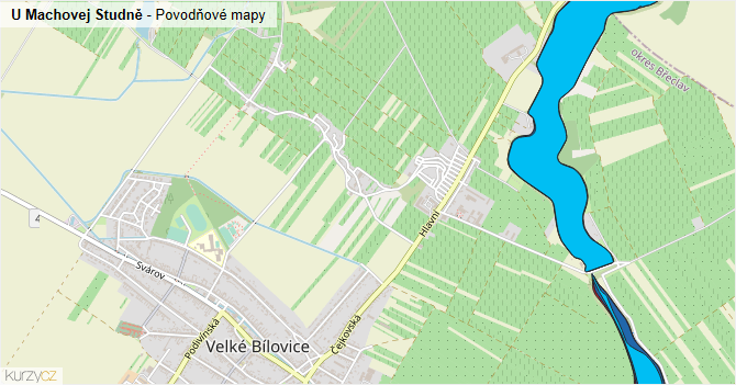 U Machovej Studně - záplavové mapy stoleté vody