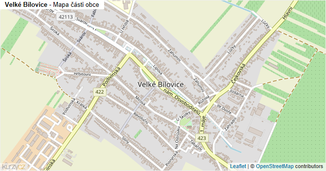 Velké Bílovice - mapa části obce