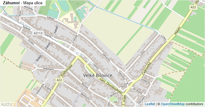Záhumní - mapa ulice