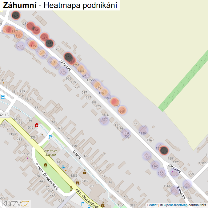 Mapa Záhumní - Firmy v ulici.