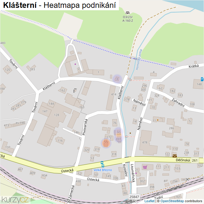 Mapa Klášterní - Firmy v ulici.