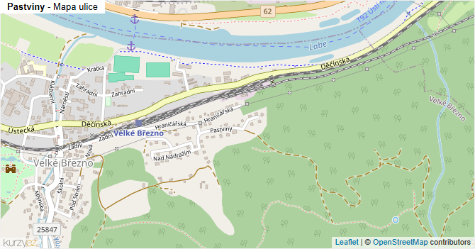 Pastviny - mapa ulice