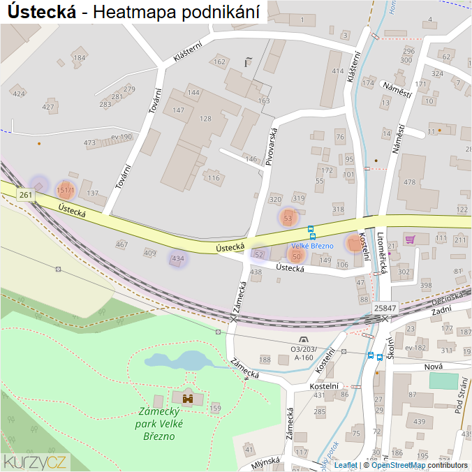Mapa Ústecká - Firmy v ulici.