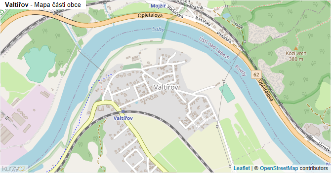 Valtířov - mapa části obce