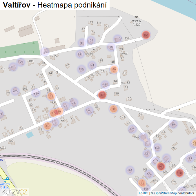 Mapa Valtířov - Firmy v části obce.