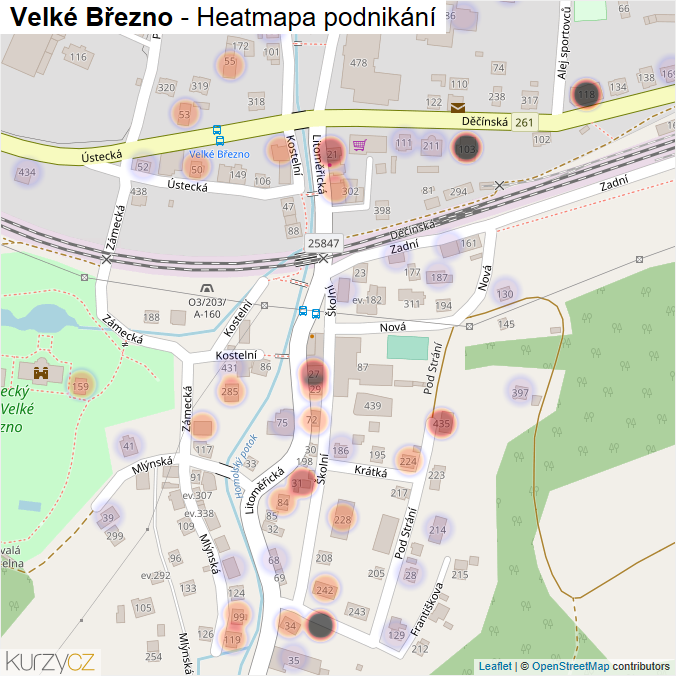 Mapa Velké Březno - Firmy v části obce.