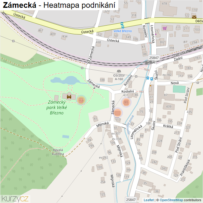 Mapa Zámecká - Firmy v ulici.