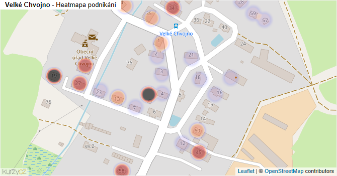 Velké Chvojno - mapa podnikání
