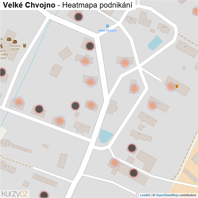 Mapa Velké Chvojno - Firmy v obci.