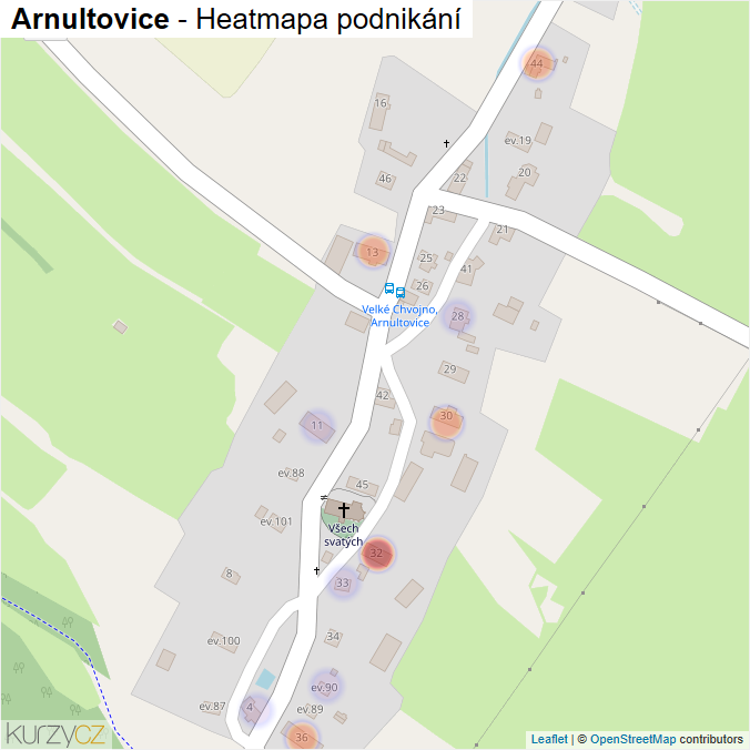 Mapa Arnultovice - Firmy v části obce.