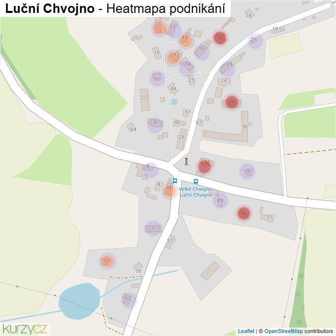 Mapa Luční Chvojno - Firmy v části obce.