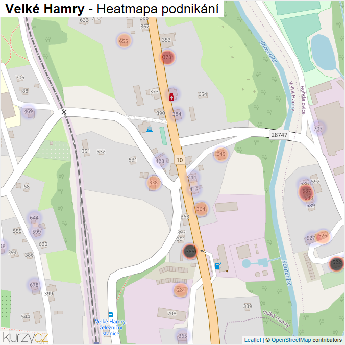 Mapa Velké Hamry - Firmy v obci.