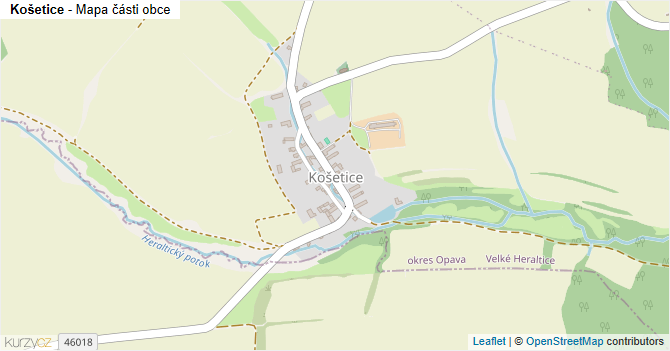 Košetice - mapa části obce