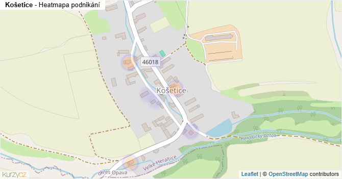 Košetice - mapa podnikání