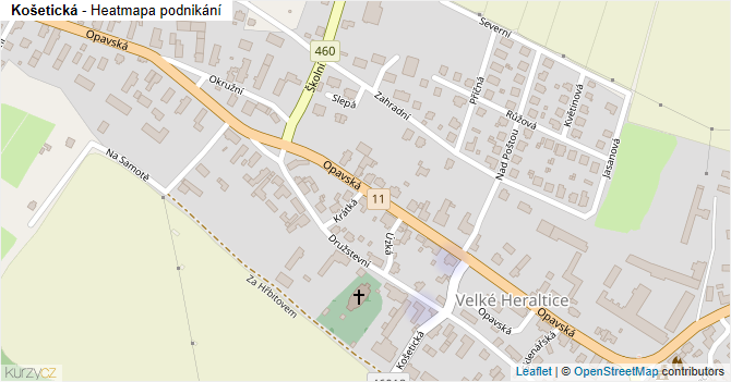 Košetická - mapa podnikání