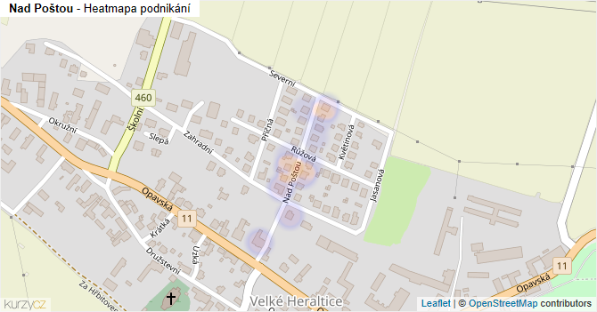 Nad Poštou - mapa podnikání
