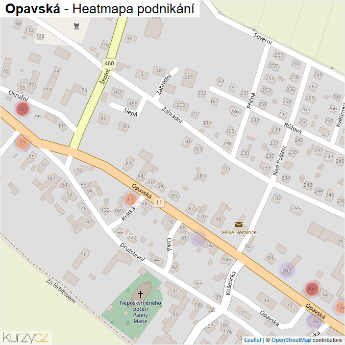 Mapa Opavská - Firmy v ulici.