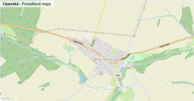 Opavská - záplavové mapy stoleté vody