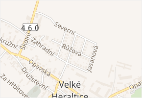 Růžová v obci Velké Heraltice - mapa ulice