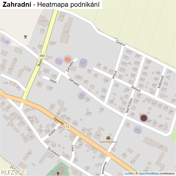Mapa Zahradní - Firmy v ulici.
