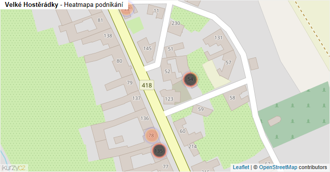 Velké Hostěrádky - mapa podnikání