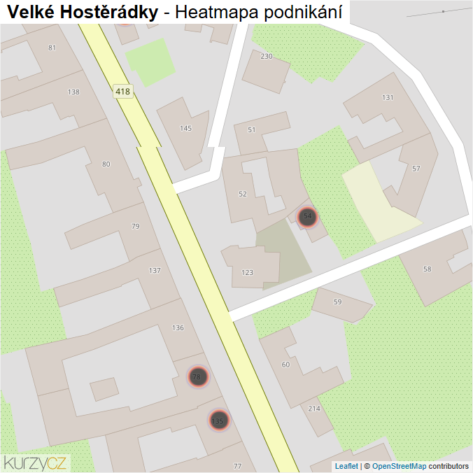 Mapa Velké Hostěrádky - Firmy v obci.